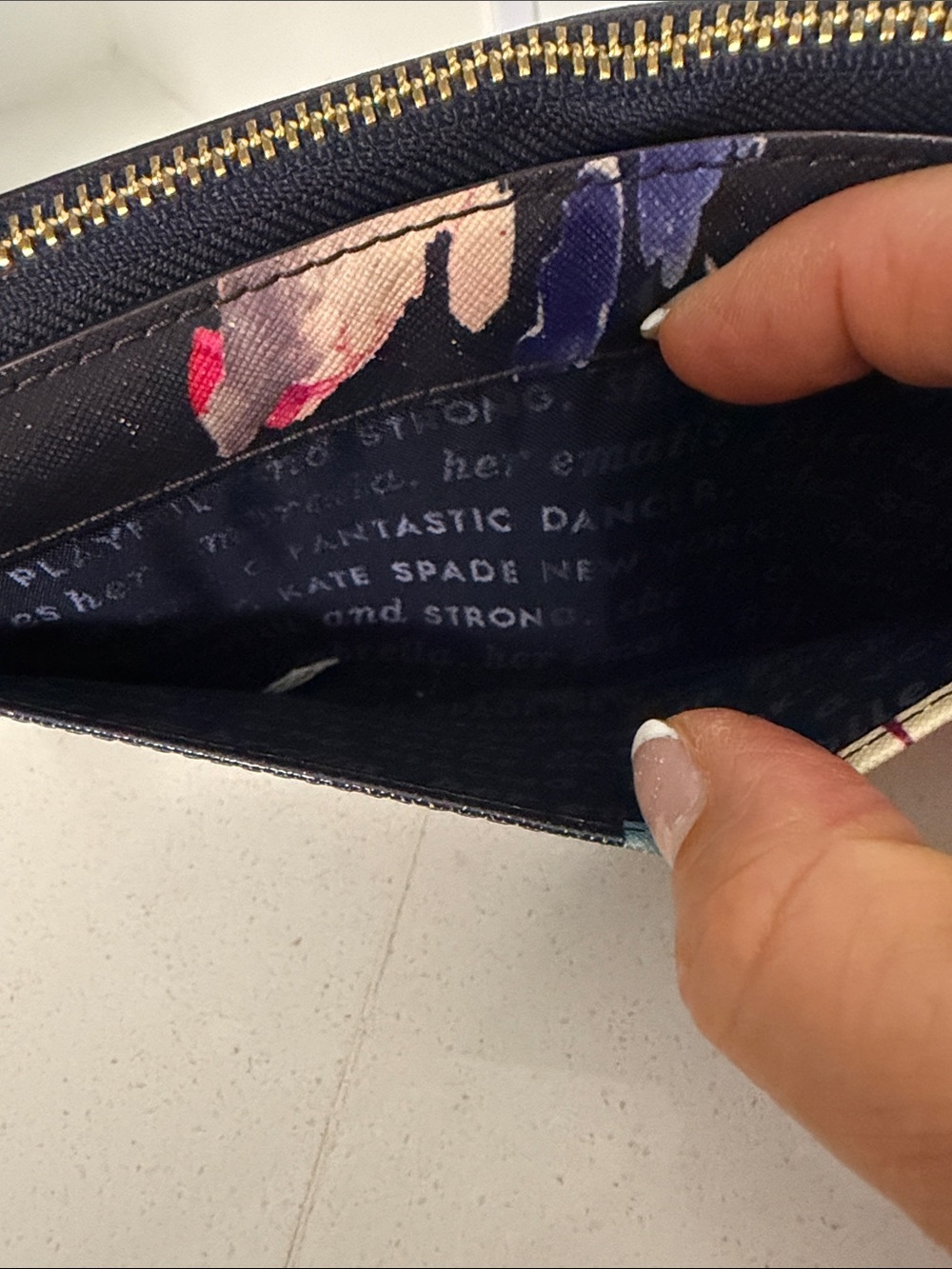 Kate Spade Storybook Floral Abstract Zip Wallet in Red, Pink, Black - Picture 5 of 9